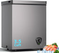 3.5 Cu.Ft Small Chest Freezer, Mini Deep Freezer with Removable Basket, Adjustable Temperature, Free Standing Top Open Door Energy Efficient Compact Freezer for Apartment, Home, Office, Garager，Gray Jansha Store