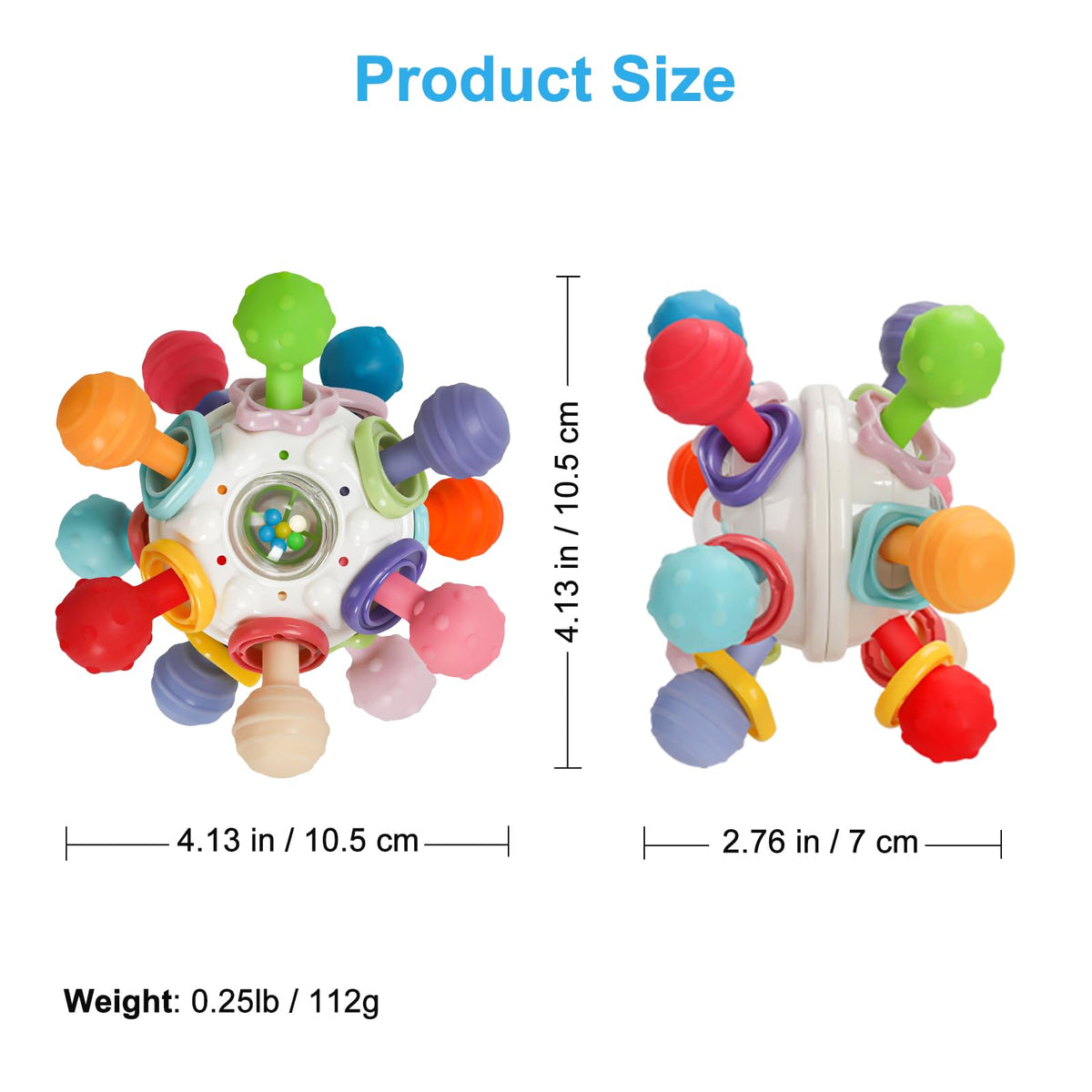 Baby Montessori Sensory Teething Toy 0-6 6-12 Months, Teether Ball & Rattle Jansha Store