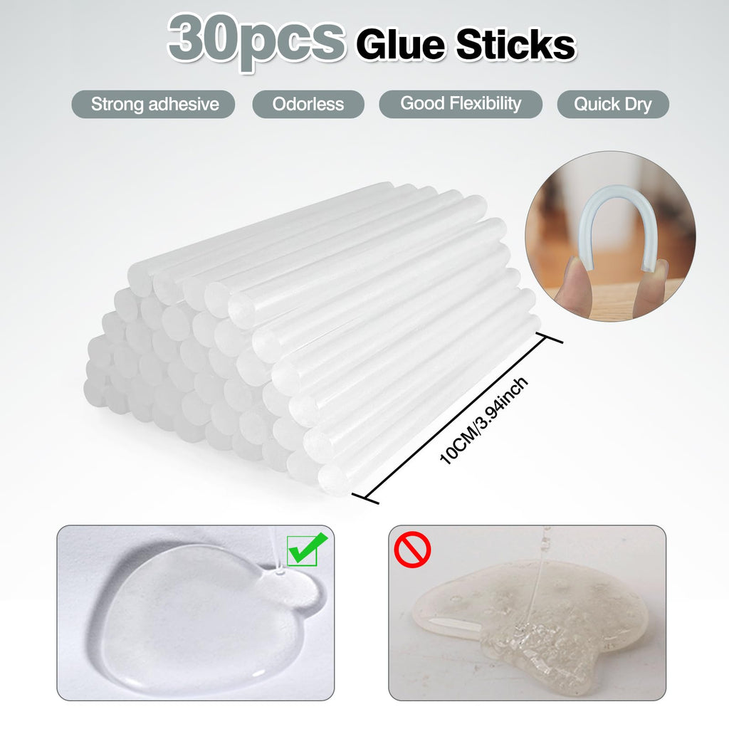 SHJADE Hot Glue Gun with 30 Glue Sticks, 20W Mini Hot Melt Gun Kit(White) Jansha Store