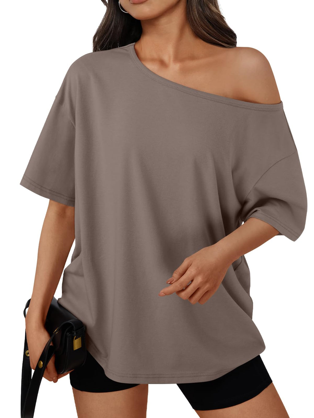 Trendy Queen Womens Off the Shoulder Tops Oversized Summer T-Shirts 2026 Jansha Store