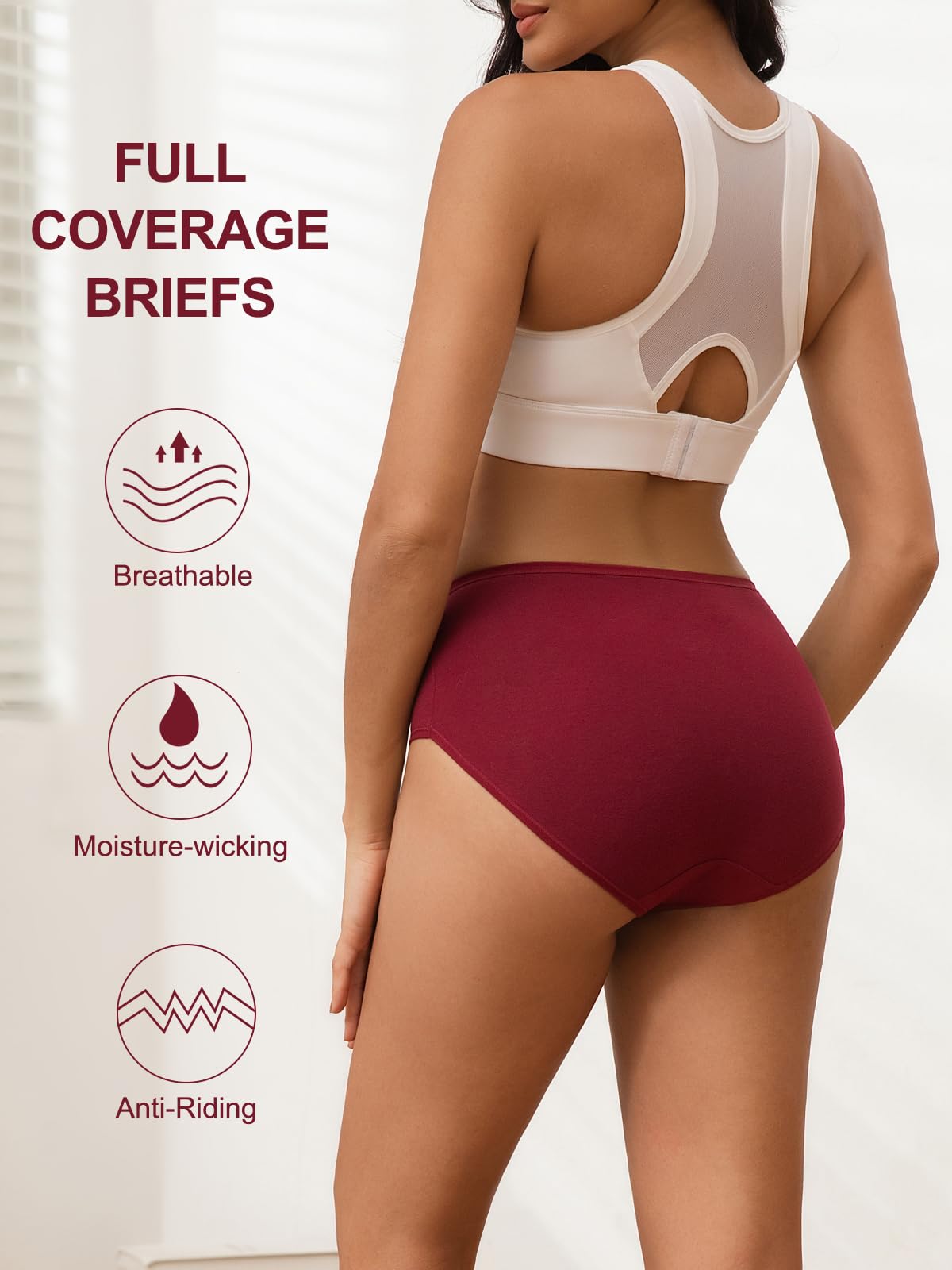 Vevmon Cotton Underwear for Women High Waisted Soft Ladies Panties 5 Pack Jansha Store