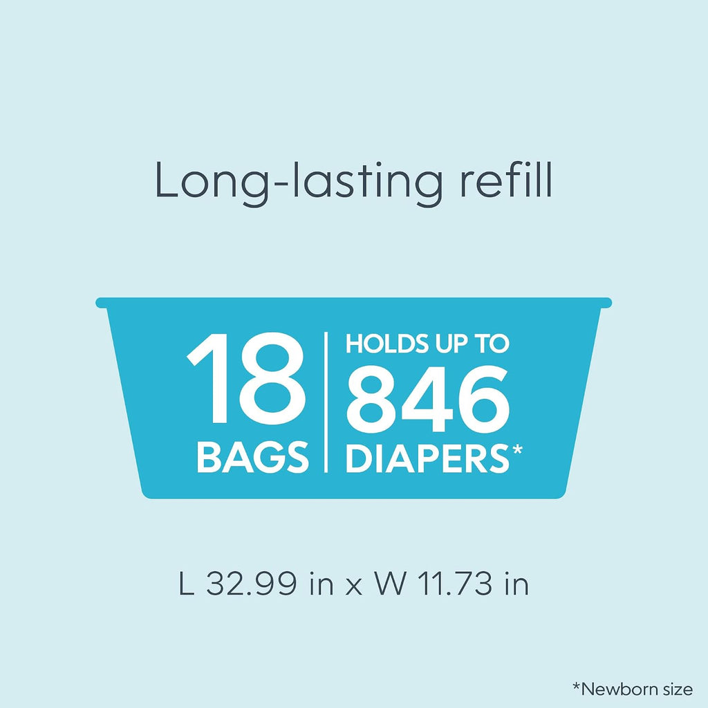 Diaper Genie Easy Roll Refill | 18 Bags Per Refill | Holds Up to 846 Newborn Diapers | Odor Control | Diaper Pail Refill Bags | Fits Diaper Genie Signature & Platinum Pails, Packaging may vary Jansha Store