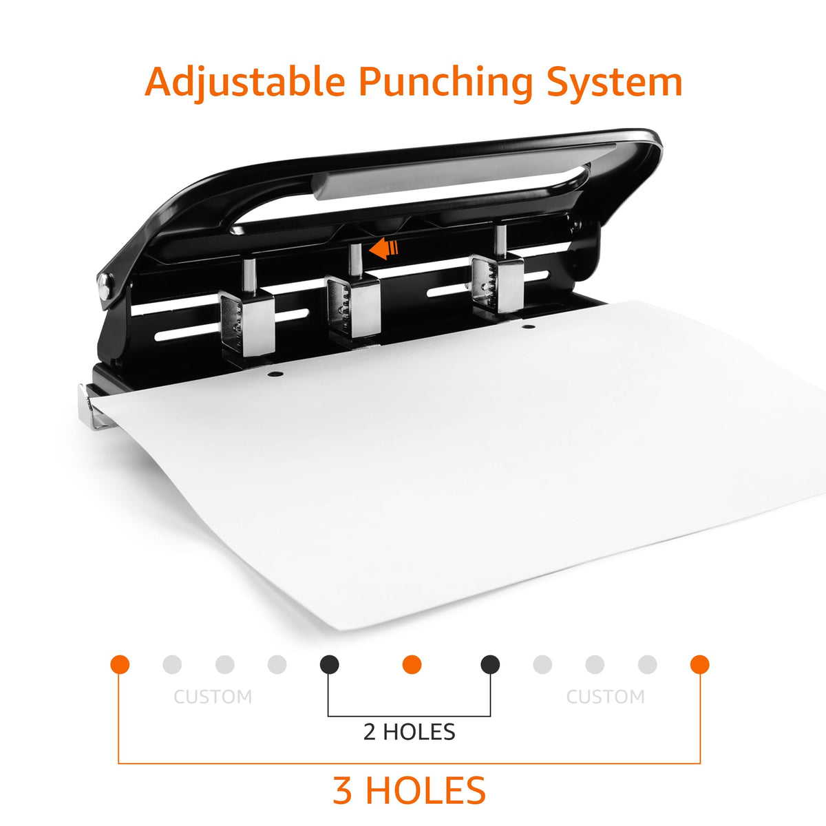 Amazon Basics 3 Hole Punch, 10 Sheet Capacity, Black, Easy-Clean Tray Jansha Store