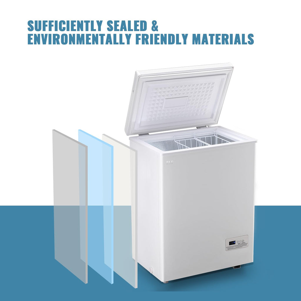 DEMULLER Chest Freezer 5.0Cubic Feet Deep Freezer Freestanding Freezers with 2 Removable Stainless Steel Basket, Mini Freezer Top Open Door Compact Freezer with Electronic Control 41℉ to -15℉BLACK Jansha Store