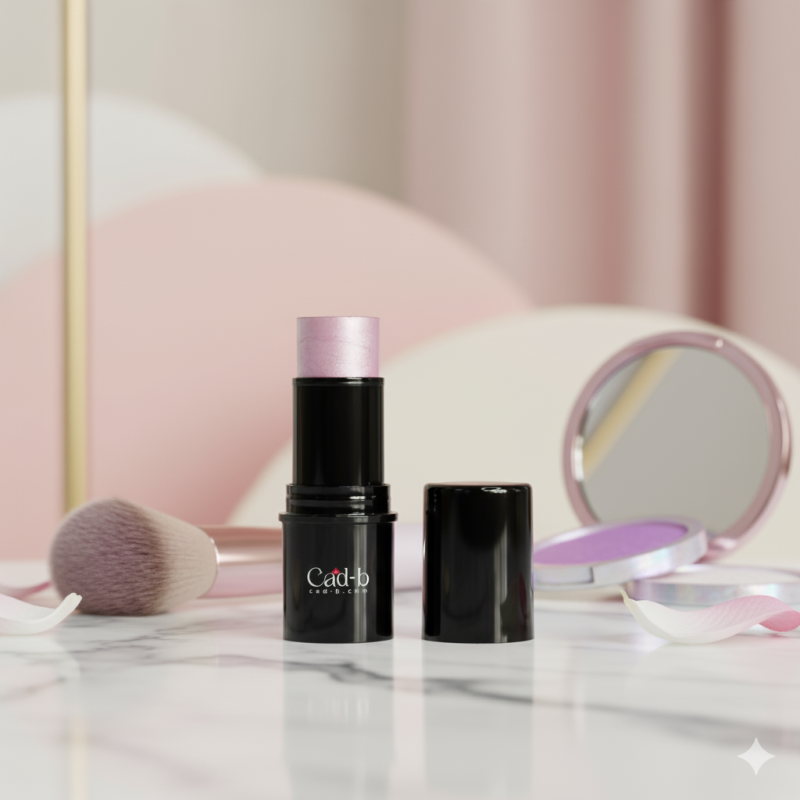Lavender Lights highlighter stick packaging with vitamin C, A and E formula