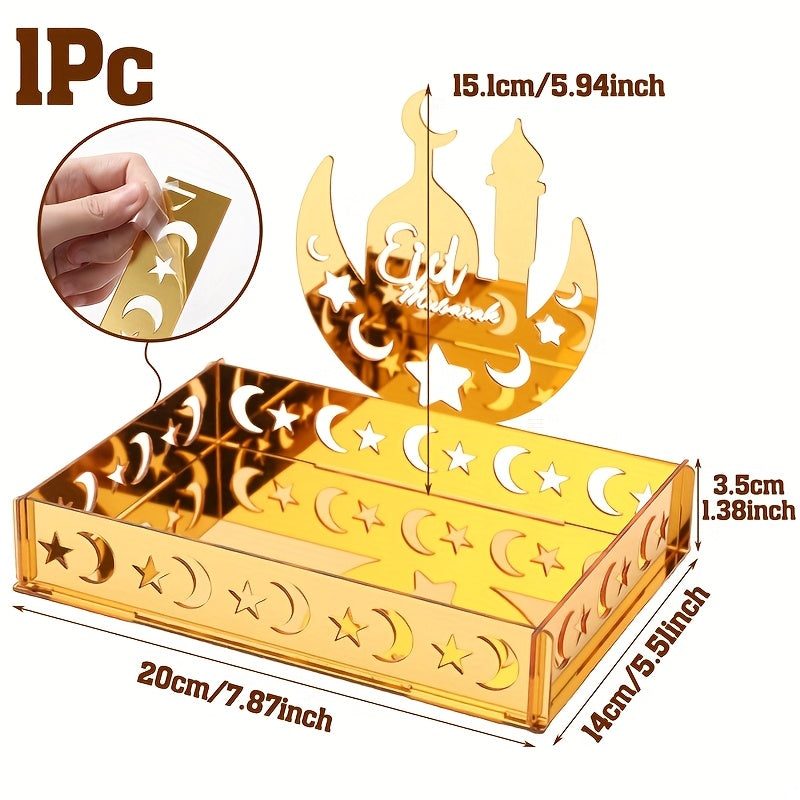 Golden Acrylic Eid Moon Star Dessert Tray LPT
