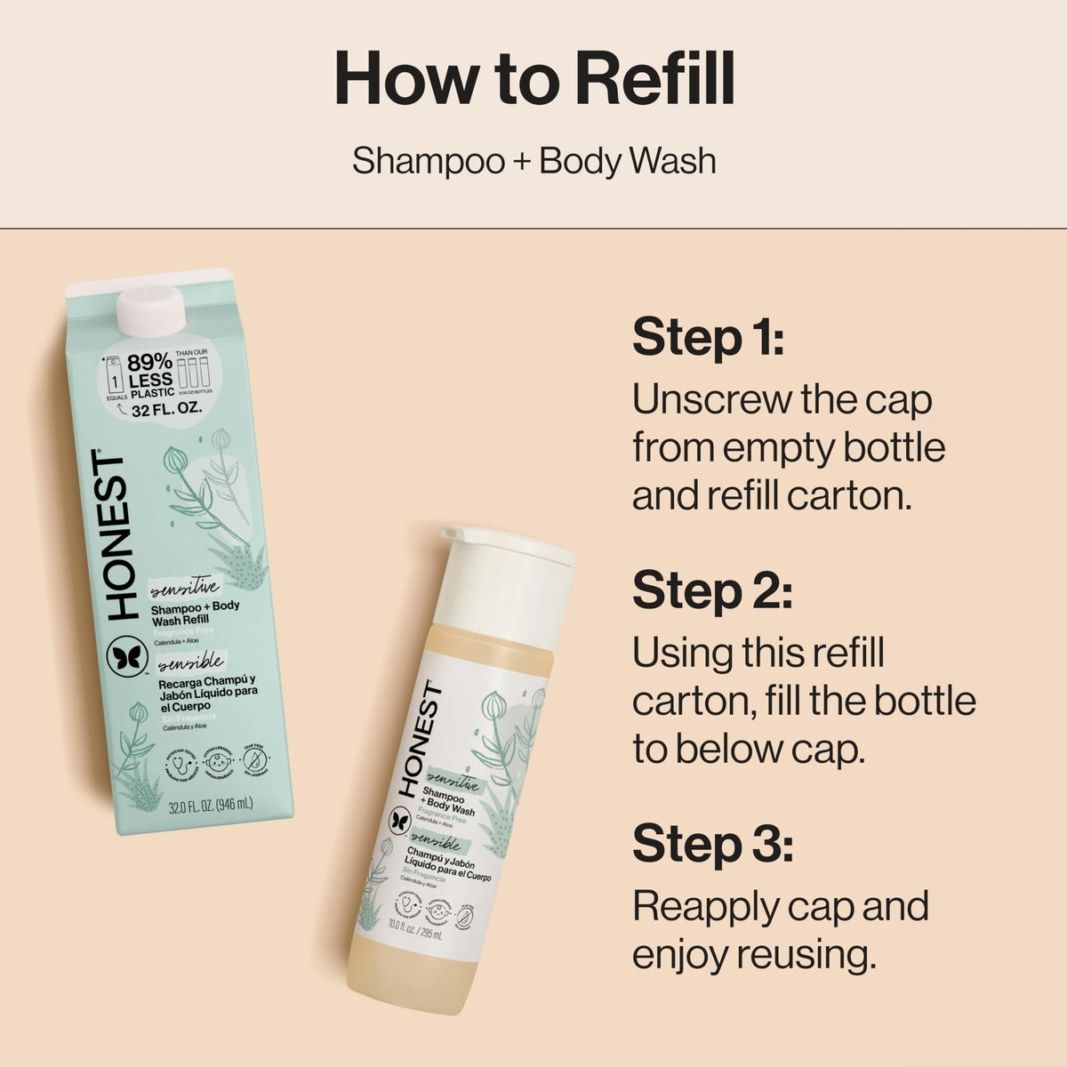 The Honest Company Shampoo & Body Wash, Tear-Free, Fragrance-Free, 10 fl oz Jansha Store