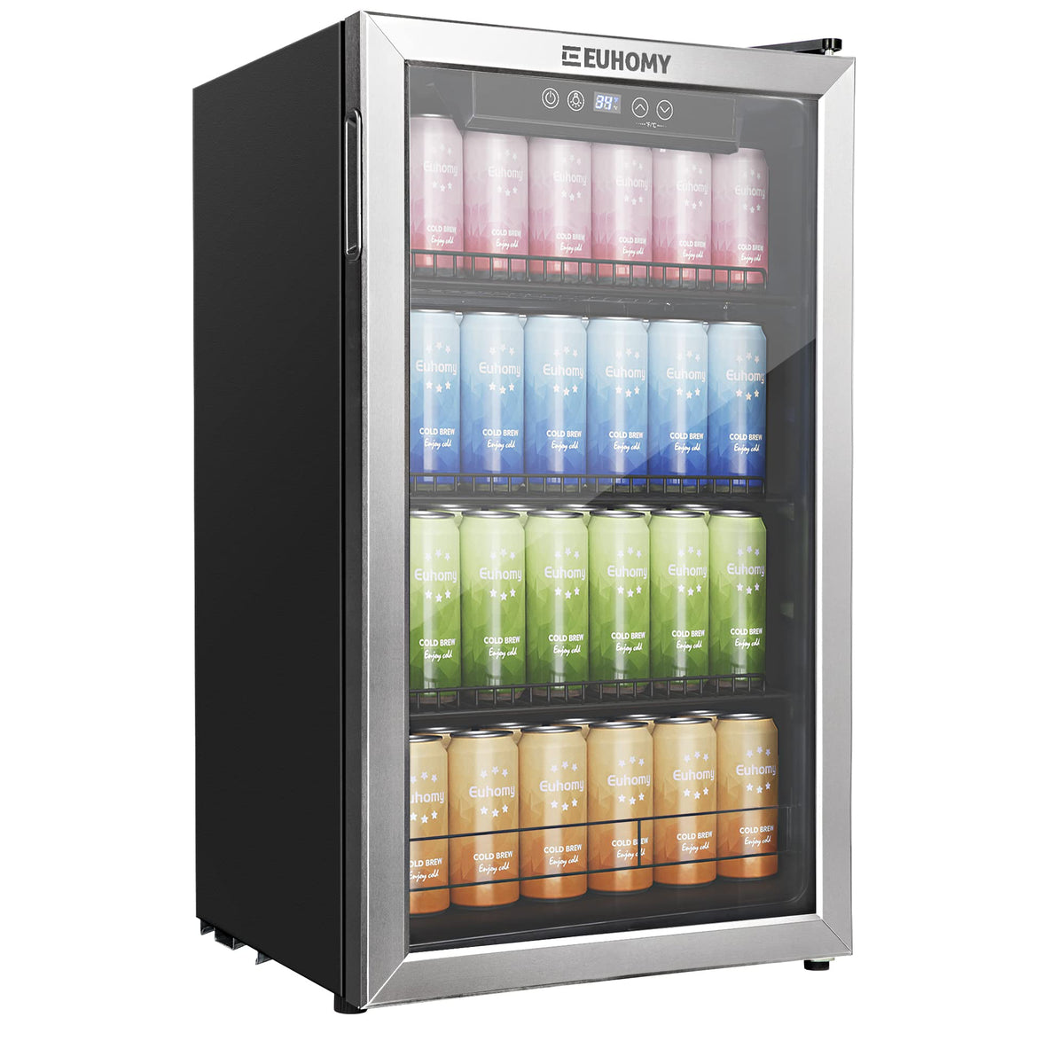 EUHOMY 145 Can Mini Fridge, 4.5 Cu.ft Beverage Refrigerator with Glass Door Jansha Store