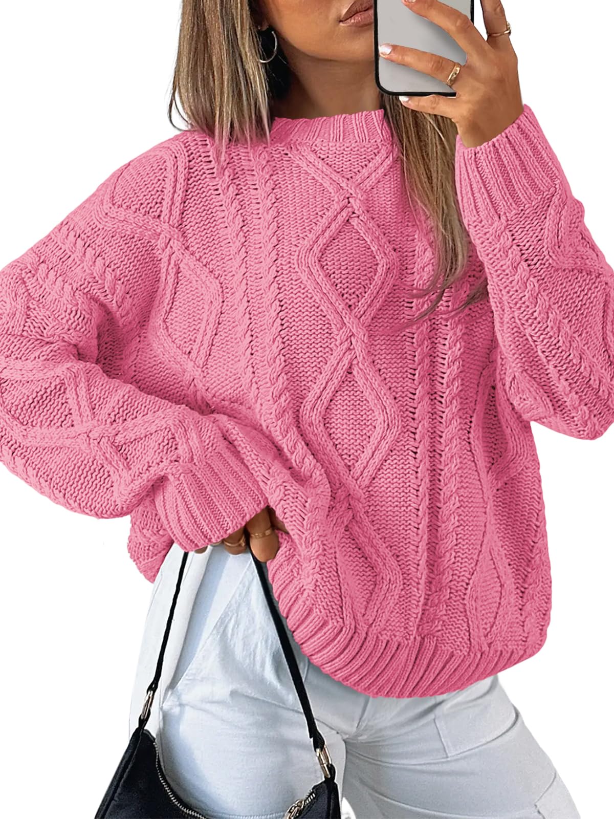 Trendy Queen Women's Oversized Cable Knit Sweaters 2026 Fall Outfits Jansha Store
