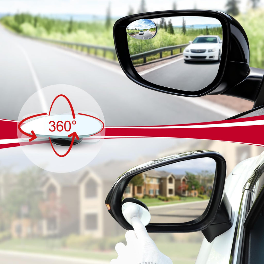 LivTee Blind Spot Mirror, 2" Round HD Glass Frameless Convex Rear View Mirrors Exterior Accessories with Wide Angle Adjustable Stick for Car SUV and Trucks, Pack of 2 Jansha Store