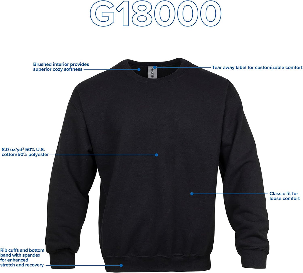 Gildan Adult Fleece Crewneck Sweatshirt, Style G18000, Multipack, Black (1-Pack), X-Large Jansha Store