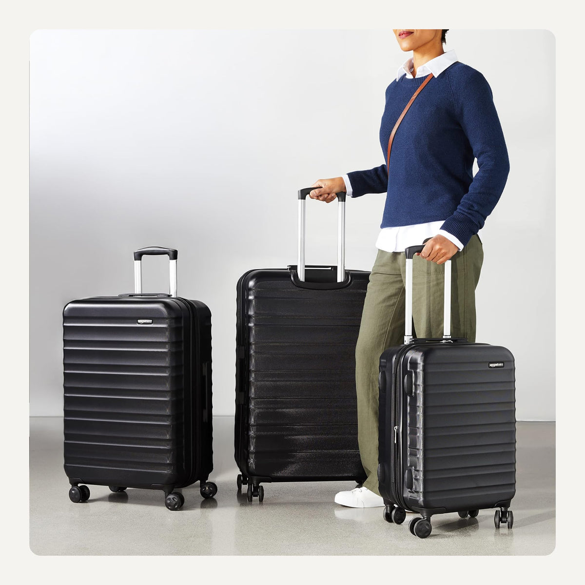 Amazon Basics 3-Piece Hardshell Suitcases Set (21", 26", 30"), Expandable For Up to 25% More Space, With Scratch-Resistant Finish, Four Multi-Directional Wheels, Rose Gold Jansha Store