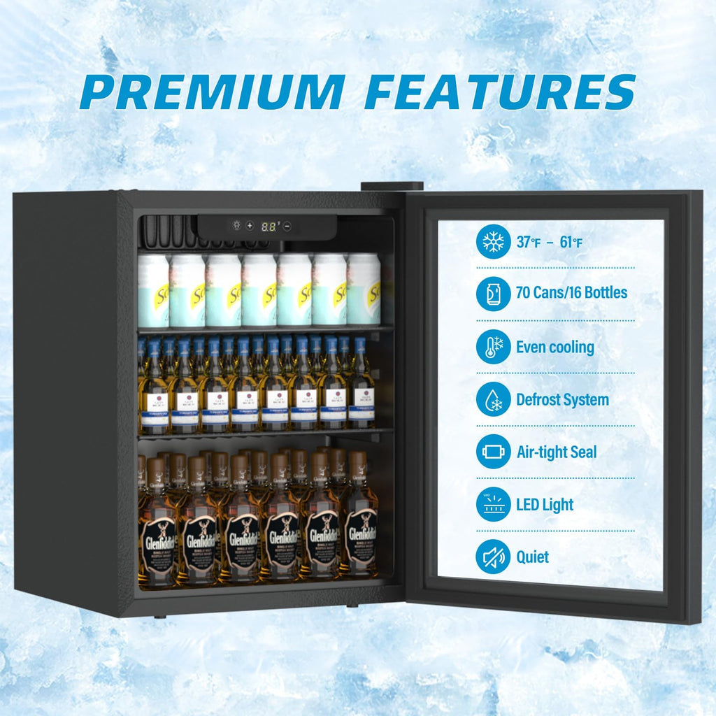 Erivess 24 Can Mini Fridge, 0.6 Cu.ft Beverage Refrigerator Cooler, Black Jansha Store