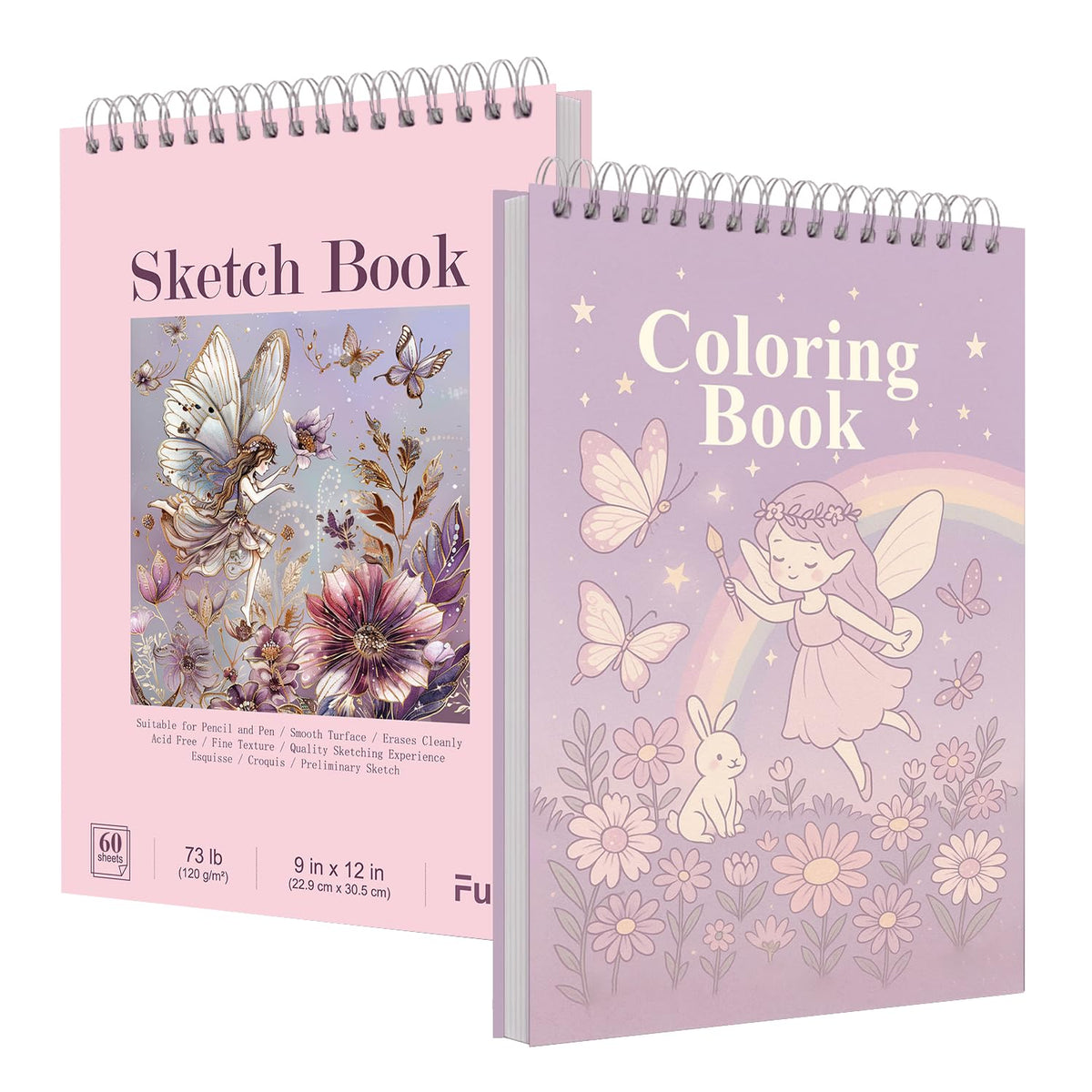Fuxi Coloring Book & Sketchbook Set, 2-Pack, 9 x 12 in Jansha Store