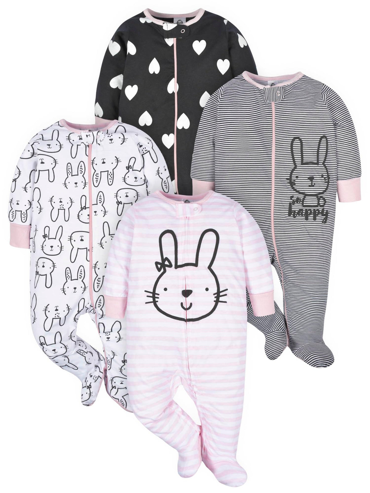 Gerber Baby Girls 4-Pack Sleep 'N Play Footie Jansha Store