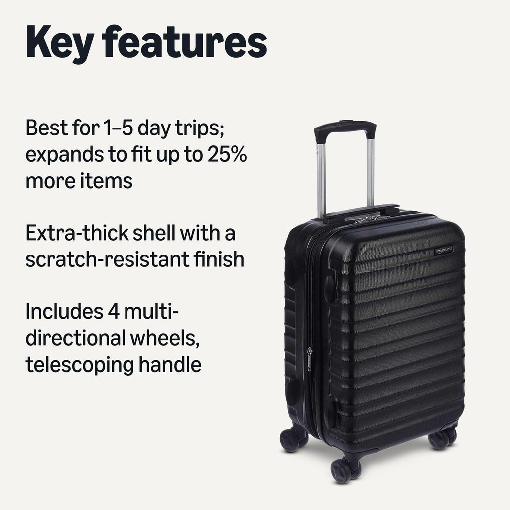 Amazon Basics 3-Piece Hardshell Suitcases Set (21", 26", 30"), Expandable For Up to 25% More Space, With Scratch-Resistant Finish, Four Multi-Directional Wheels, Rose Gold Jansha Store
