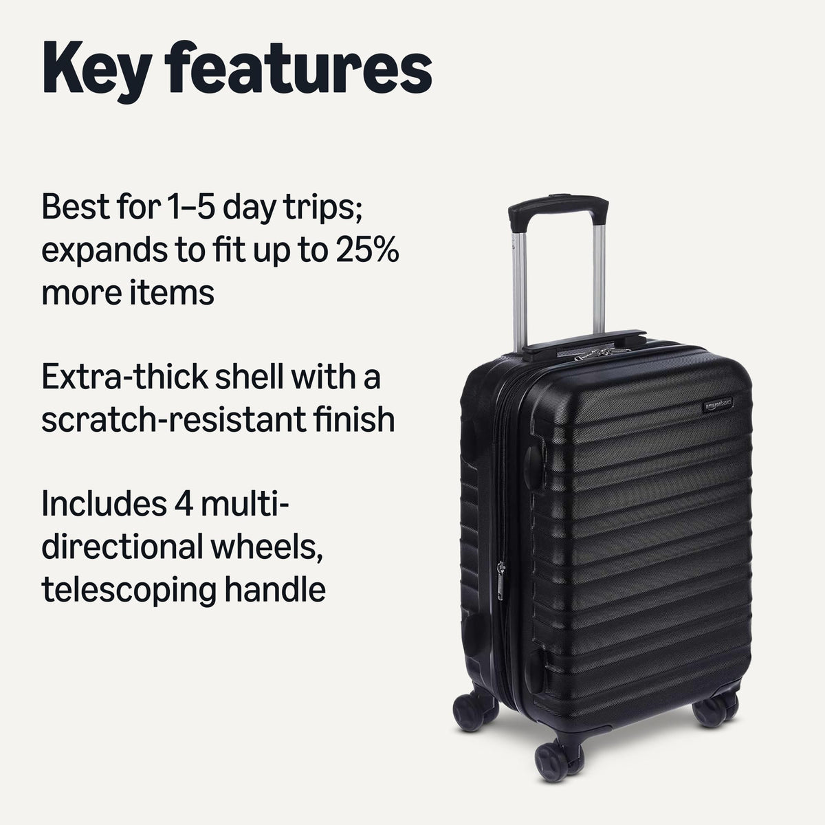 Amazon Basics 3-Piece Hardshell Suitcases Set (21", 26", 30"), Expandable For Up to 25% More Space, With Scratch-Resistant Finish, Four Multi-Directional Wheels, Rose Gold Jansha Store