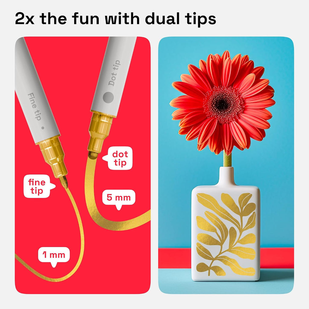 ARTISTRO Gold Dual-Tip Acrylic Paint Pens - Set of 2 Jansha Store
