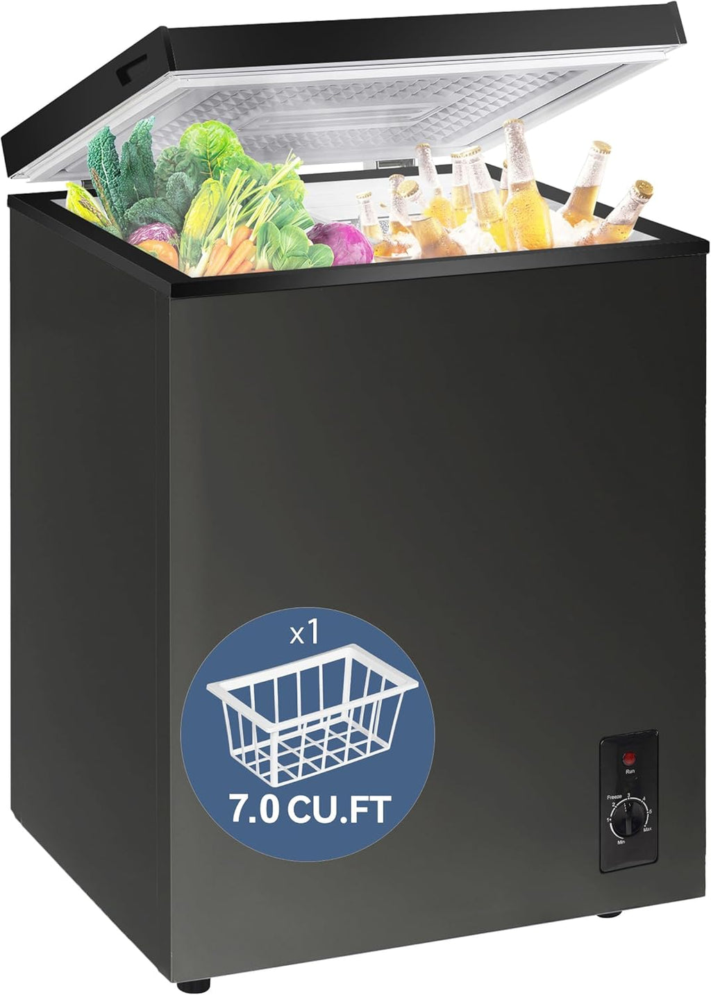 7.0 Cu Ft Chest Freezer - Energy Saving Quiet Top Open Door Mini Freezer Adjustable 6 Thermostat - Compact Small Deep Freezer w/Removable Basket and Defrost Water Drain for Home/Apartment/Garage Jansha Store