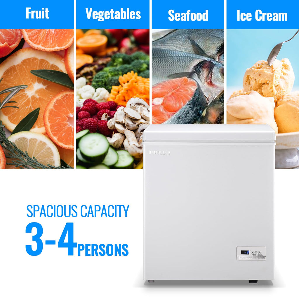 DEMULLER Chest Freezer 4.0 CU. FT Ultra-low Temperature Deep Freezers (Down to -12 ℉) with TWO Removable Baskets Accurate Display of Cabinet Temp Freestanding Black Jansha Store