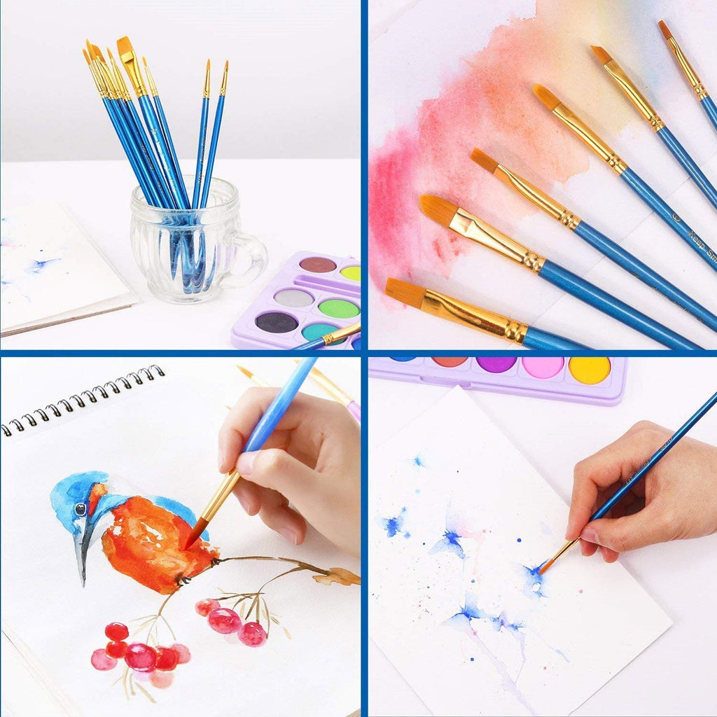 AROIC 10 Pcs Paint Brushes, Acrylic Oil Watercolor Painting Brush Set Jansha Store