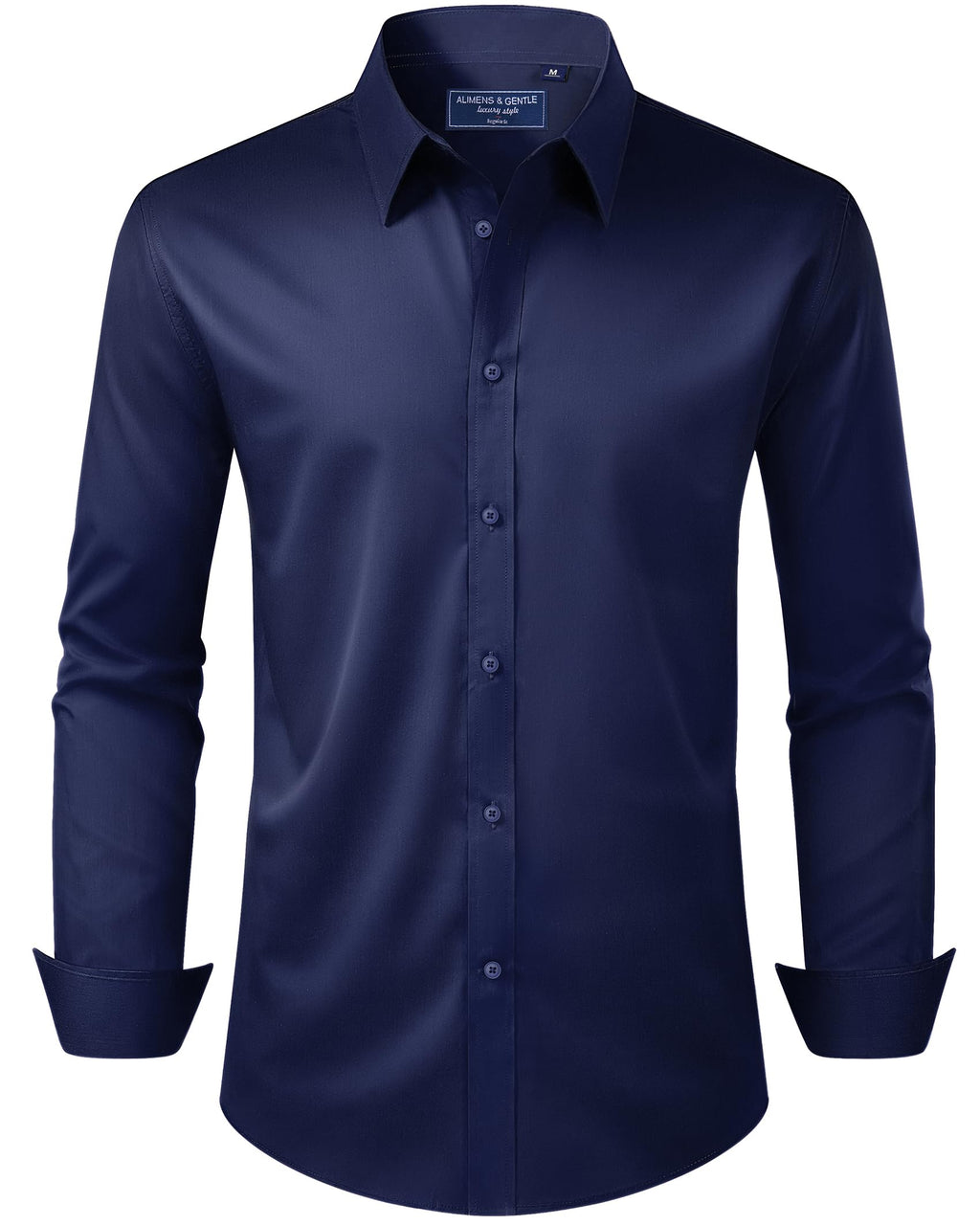 Alimens & Gentle Men's Dress Shirt Regular Fit Stretch Stain Shield Long Sleeve Solid Business Wedding Button Down Shirts Jansha Store