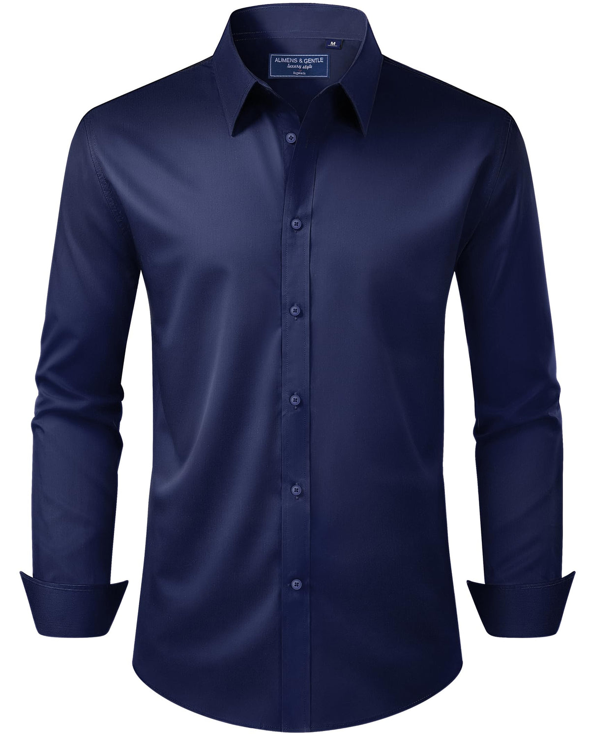 Alimens & Gentle Men's Dress Shirt Regular Fit Stretch Stain Shield Long Sleeve Solid Business Wedding Button Down Shirts Jansha Store