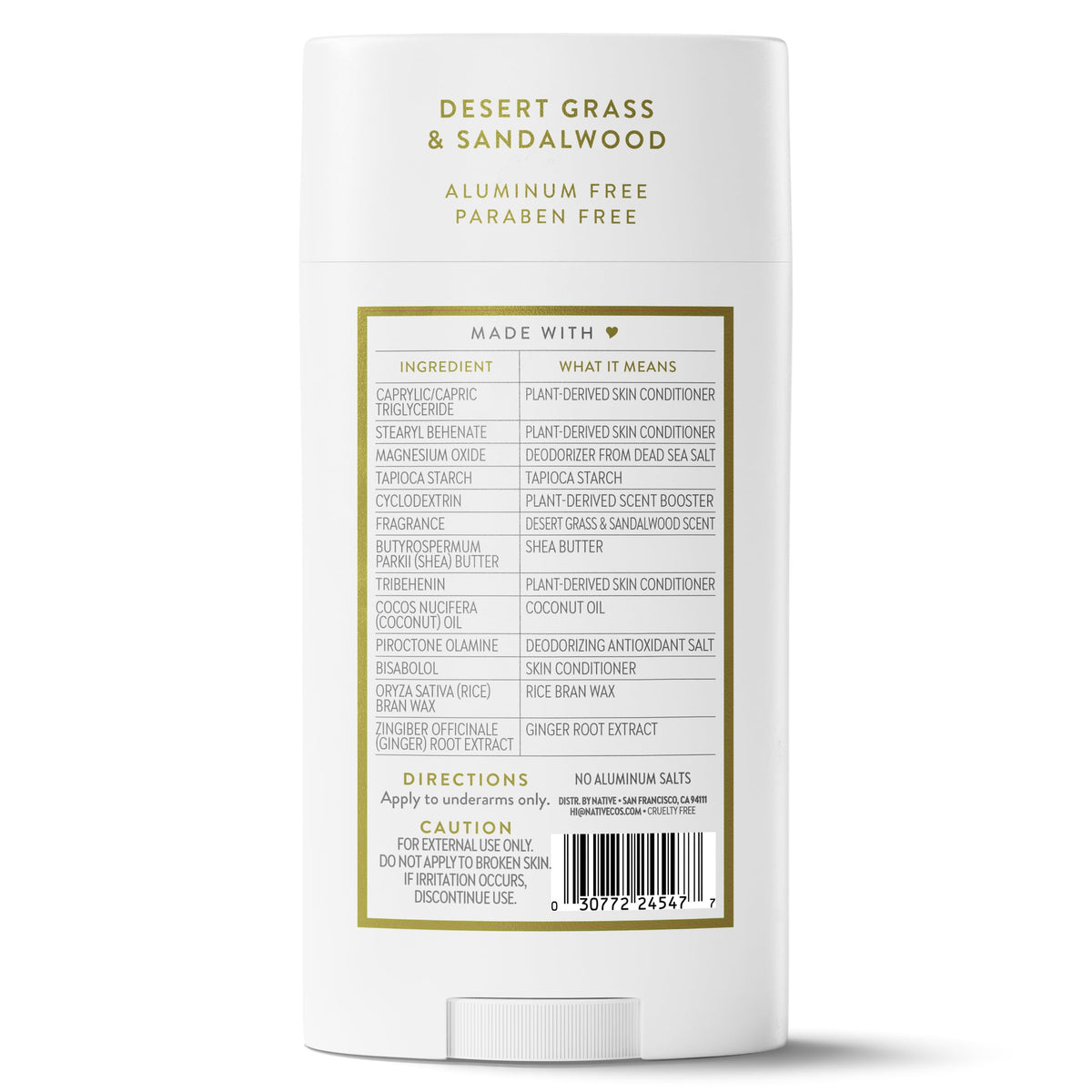 Native Aluminum Free Deodorant, Vanilla & Sandalwood, Large Size Stick, 72 Hour Odor Control, for Women & Men, Contains Naturally Derived Ingredients, 3.1 oz Jansha Store