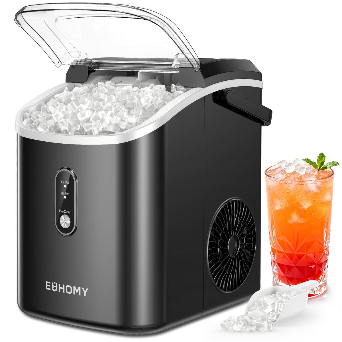 EUHOMY Nugget Ice Maker Countertop with Handle, 34lbs/24H Sonic Ice Maker Jansha Store