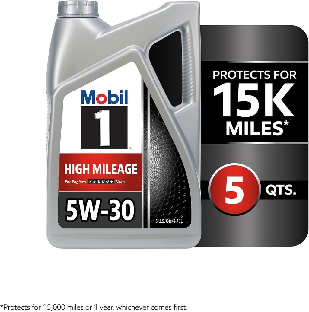 Mobil 1 High Mileage Full Synthetic Motor Oil 5W-30, 5 Quart Jansha Store