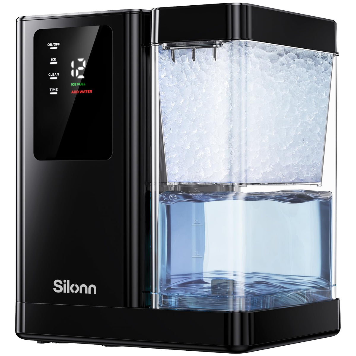 Silonn Nugget Ice Maker, Smart Countertop Ice Machine with APP & Voice Control, Self-Cleaning, 44lbs/24H Soft Chewable Sonic Ice, 3L Tank, for Home Kitchen & Party Jansha Store