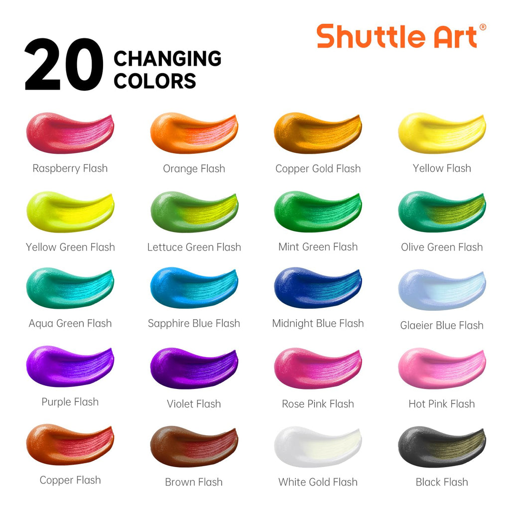 Shuttle Art Acrylic Paint, 36 Colors Acrylic Paint Set with Brushes & Palette, 2oz/60ml Bottles, Rich Pigments Non-toxic for Artists Kids & Adults, Painting on Canvas Rocks Ceramic Wood Jansha Store
