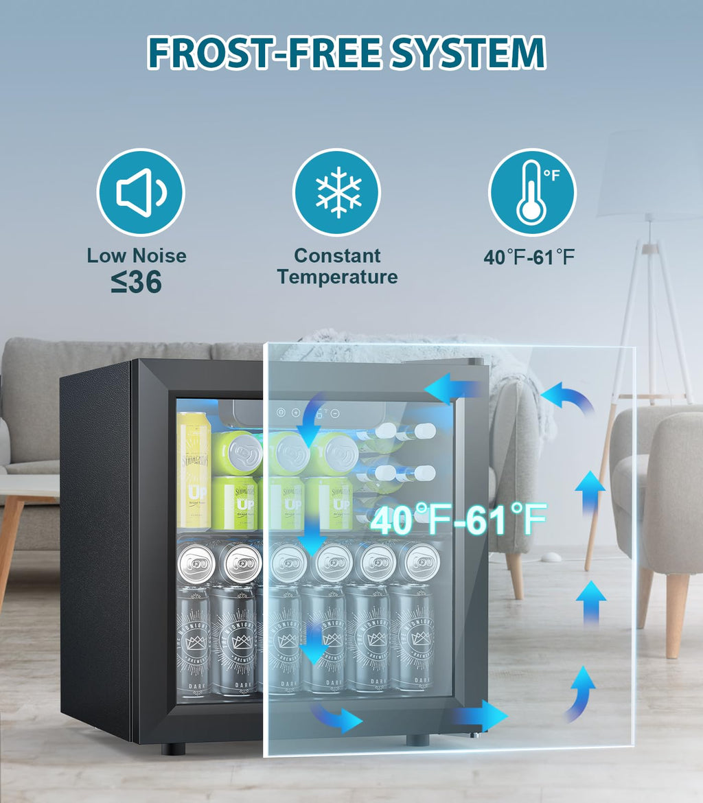 Electactic Mini Fridge 130 Can Beverage Refrigerator Cooler, 3.2 Cu.Ft Drink Fridge for Soda Wine Beer, Adjustable Temperature Control for Home Office, Black Jansha Store
