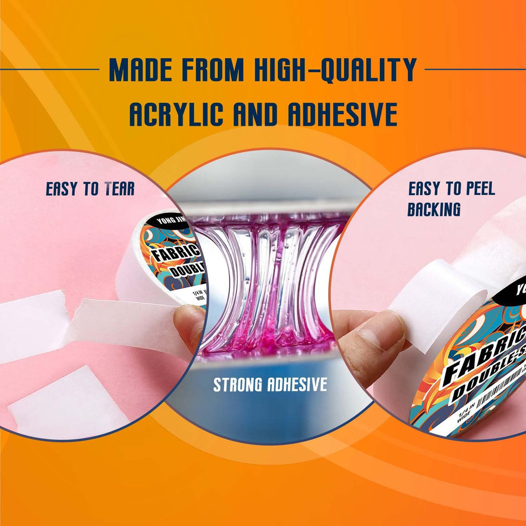 Double-Sided Fabric Tape,Hem Tape No Sew No Iron,1/4"+1/2" (2 Rolls) Jansha Store