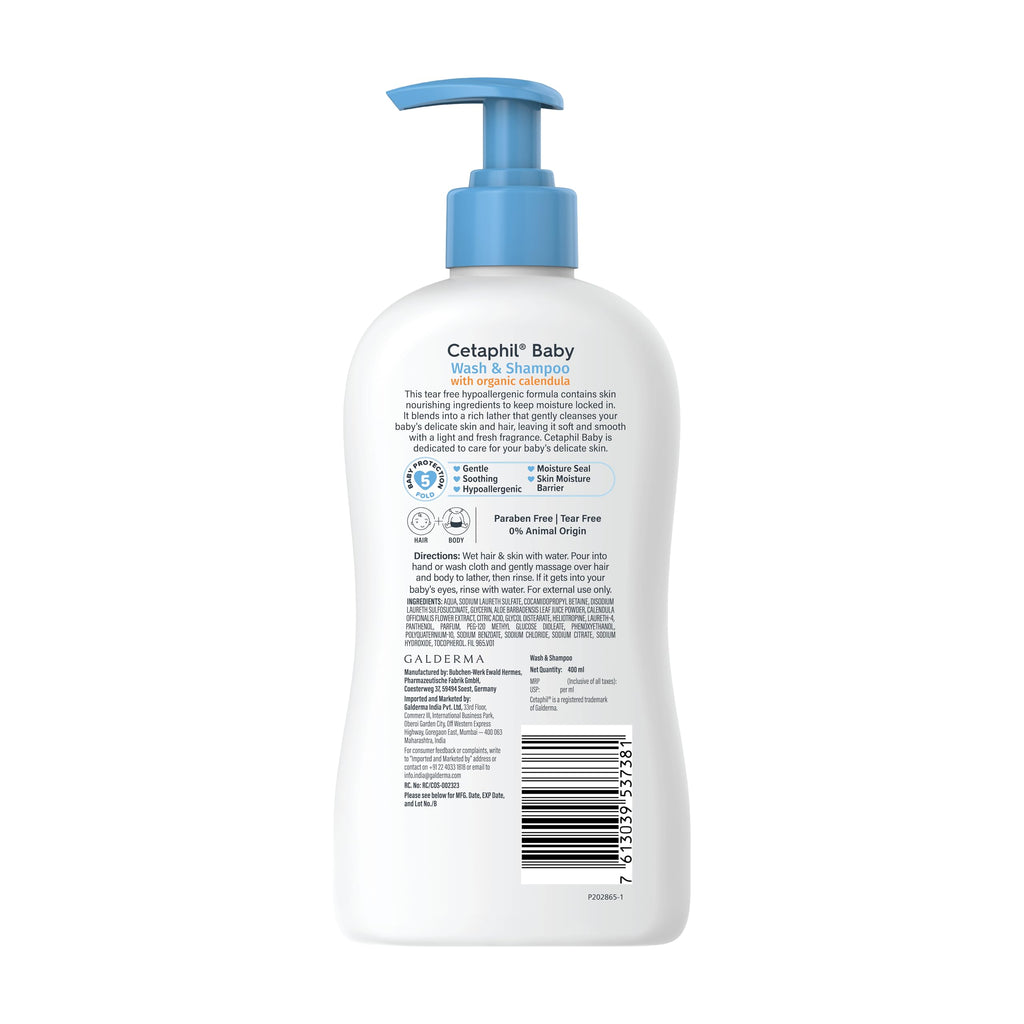Cetaphil Baby Wash & Shampoo + Lotion, Sensitive Skin, 13.5oz, 2ct Jansha Store