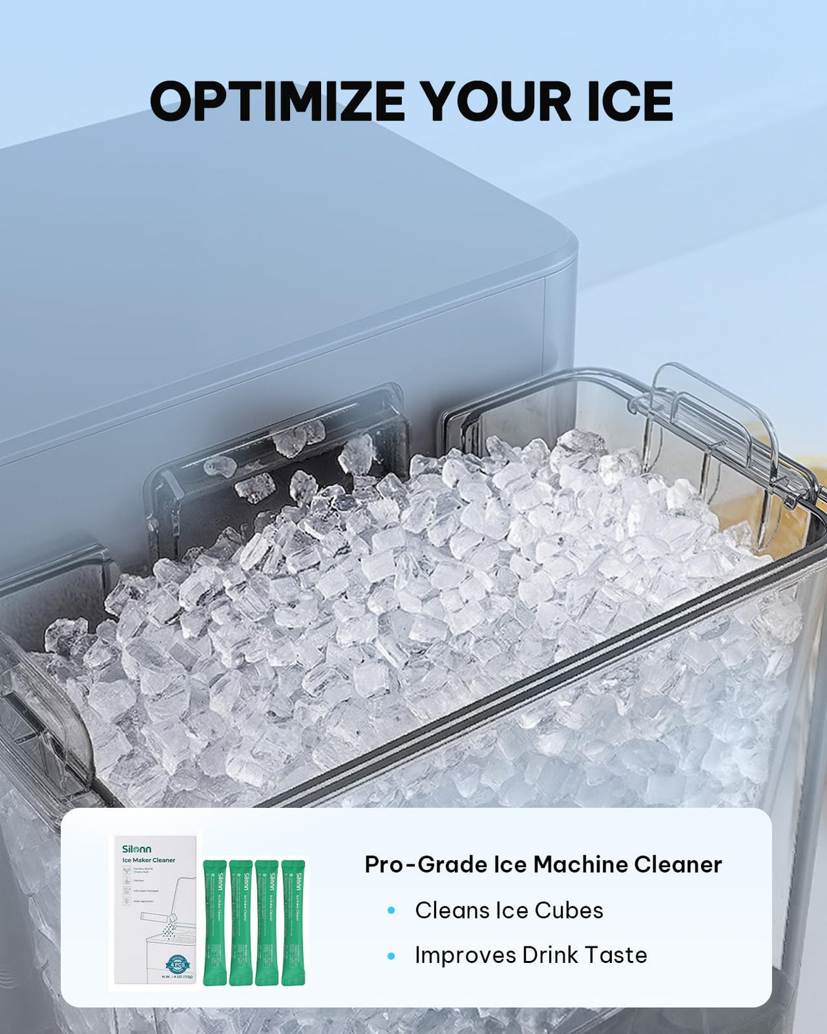 Silonn Nugget Ice Maker, Smart Countertop Ice Machine with APP & Voice Control, Self-Cleaning, 44lbs/24H Soft Chewable Sonic Ice, 3L Tank, for Home Kitchen & Party Jansha Store