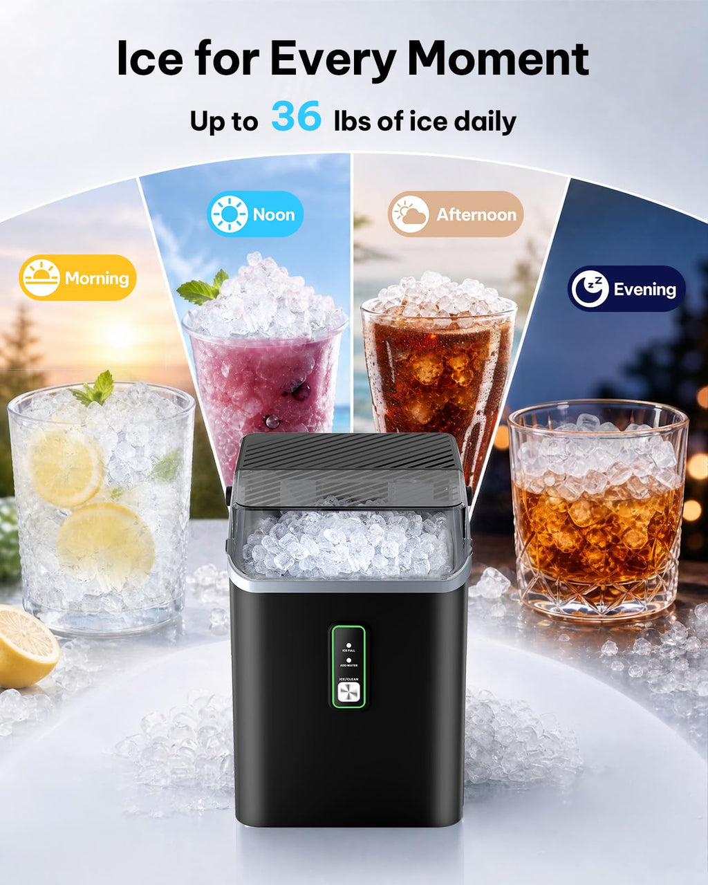 Silonn Ice Maker Countertop, 8 Bullet Ice Cubes in 6 Mins, 26.5 Lbs per Day, 2 Size Options, Self-Cleaning & Portable for Kitchen, Office, Party, RV Camping Jansha Store