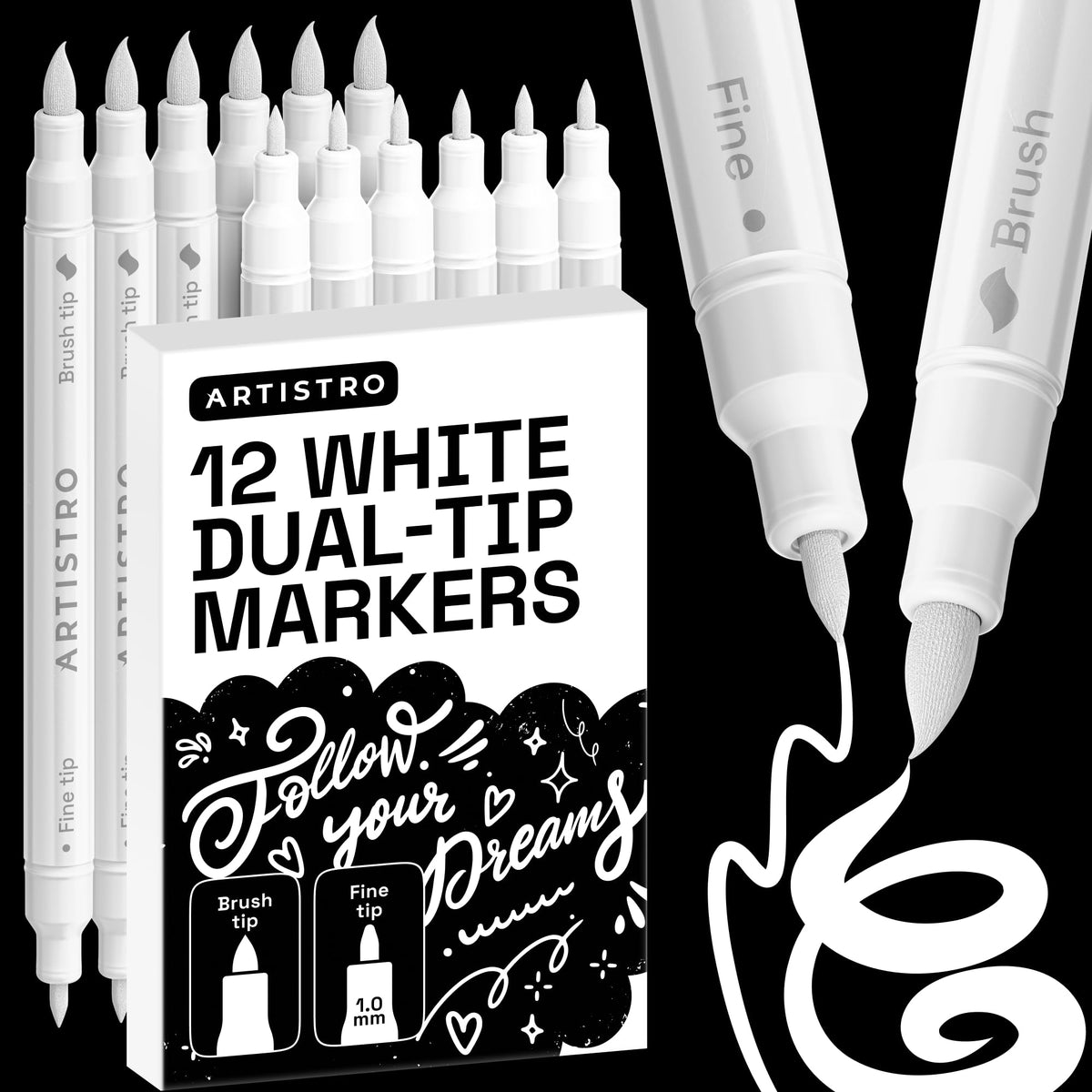 ARTISTRO 36 Multicolor Dual-Tip Acrylic Paint Marker Pens for Drawing Jansha Store