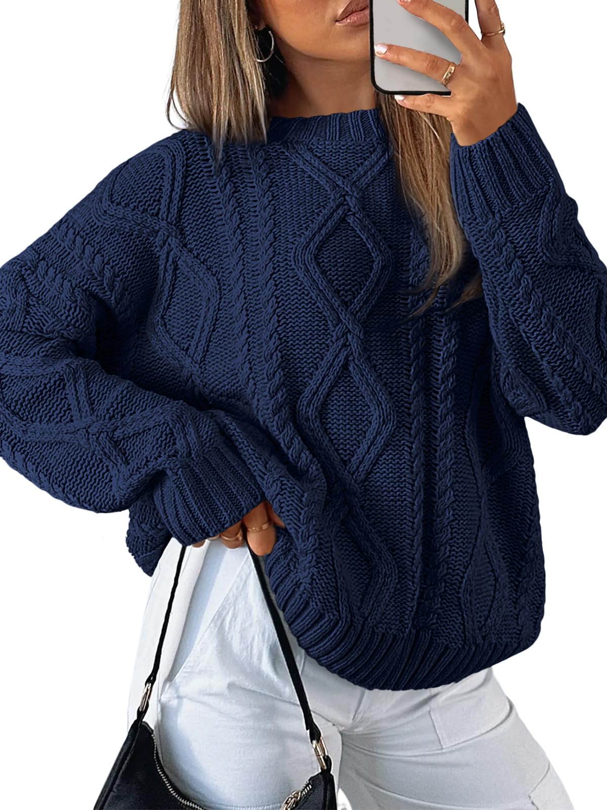 Trendy Queen Women's Oversized Cable Knit Sweaters 2026 Fall Outfits Jansha Store