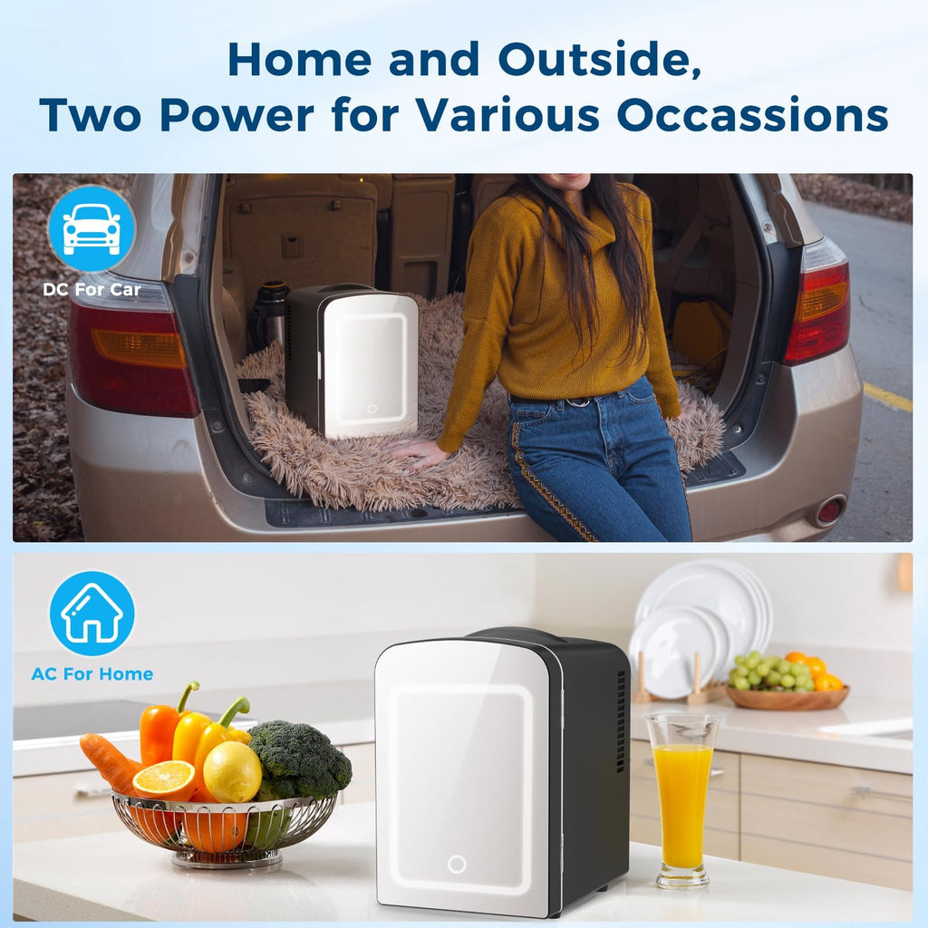 Antarctic Star Compact Refrigerator, Portable Mini Fridge, Skin Care 4L Capacity/6 Cans, for Bedroom, Car, Office & Dorm, Small Cooler for Cosmetics, Beverage and Food, White Jansha Store
