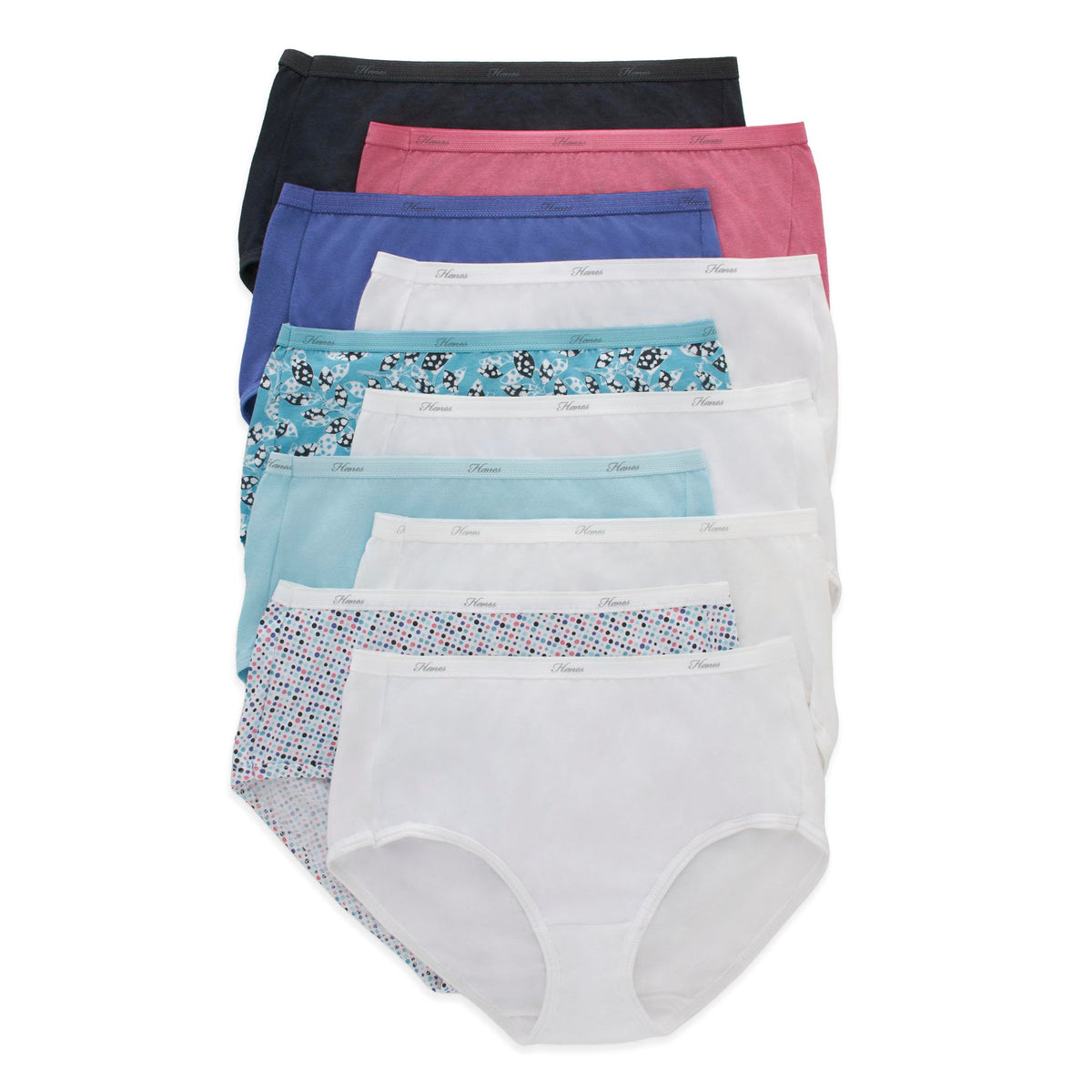 Hanes Women's Underwear Pack, 10-Pack, Full-Coverage Cotton Blend Panties, Moisture-Wicking Underwear for Women Jansha Store