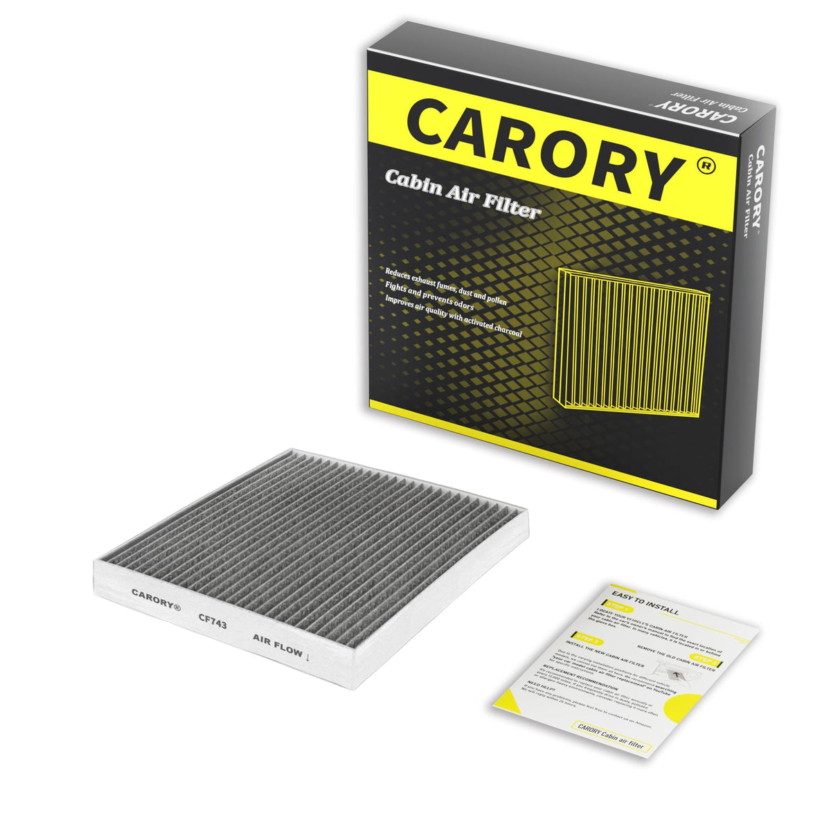 CARORY Cabin Air Filter w/Activated Carbon for Honda Accord 2003–2022, Civic 2006–2015, CR-V 2007–2016, Odyssey 2005–2017, Pilot 2009–2022, Ridgeline 2006–2025, Acura MDX 2007–2020, and More, CF134 Jansha Store