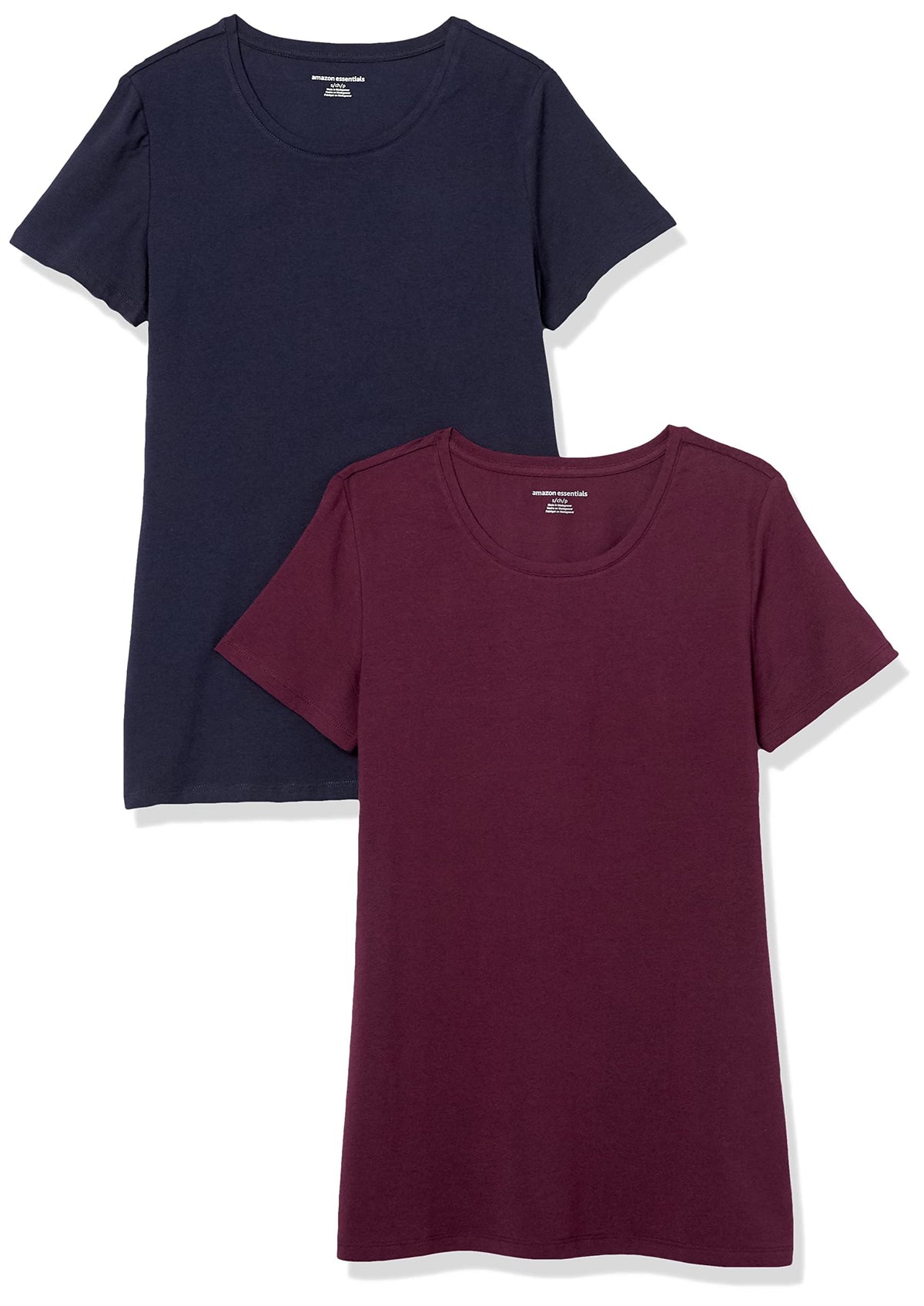 Amazon Essentials Women's Regular-Fit Short-Sleeve T-Shirt (V-Neck or Crewneck), Cotton Modal Blend, Pack of 2 Jansha Store