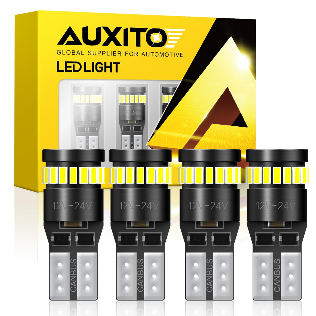 AUXITO 194 LED Bulbs for License Plate Light 168 175 2825 W5W T10 24-SMD 3014 Chipsets 6000K White for Car Dome Door Map Dash Courtesy Cargo License Plate Lights, Pack of 2 Jansha Store