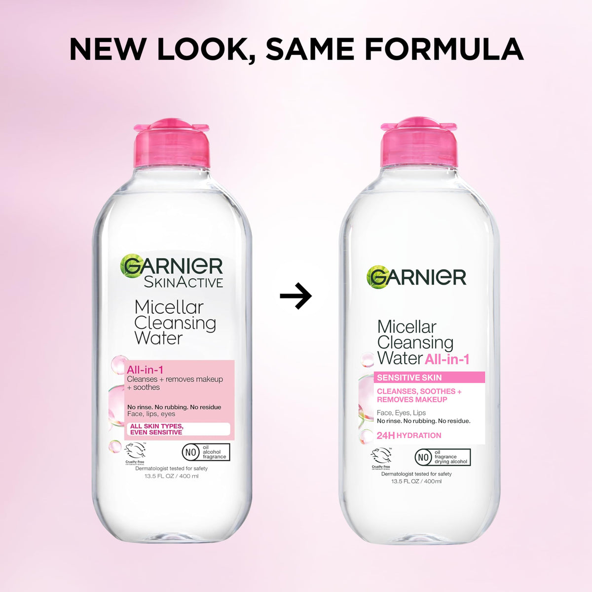 Garnier Micellar Water, Hydrating Facial Cleanser & Makeup Remover, Suitable for Sensitive Skin, Vegan, Cruelty Free, 13.5 Fl Oz (400mL), 1 Count Jansha Store