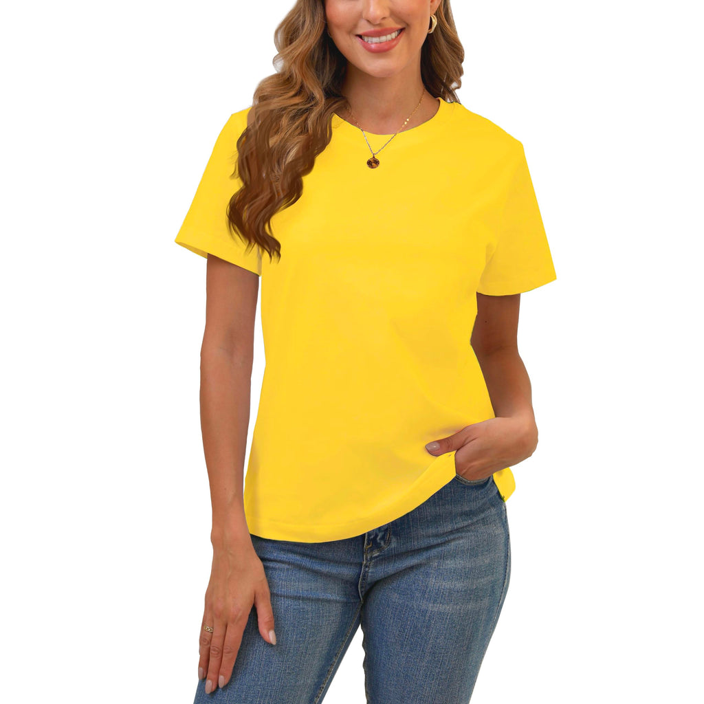 BJY Cotton Basic T Shirts for Women,Crew Neck Short Sleeve Summer Shirts(2XS-3XL, 20+ Color) Jansha Store