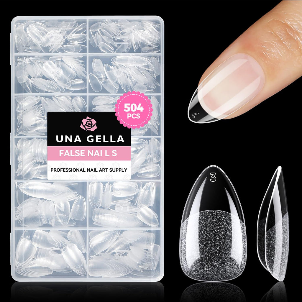 UNA GELLA Short Almond Nail Tips 504PCS Short Fake Nails Soft Press Ons Jansha Store