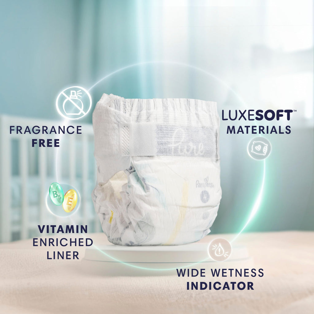 Pampers Pure Baby Diapers, Size 5 (27+ lbs), 132 Jansha Store