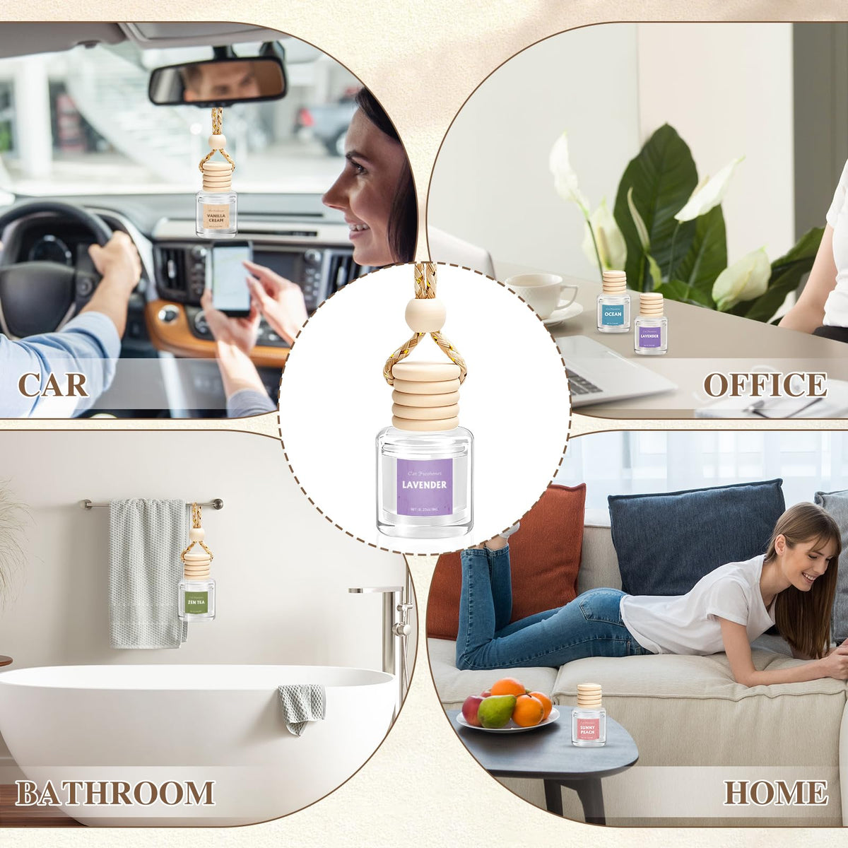 AROIC 6Pack Car Air Freshener, Hanging Essential Oil Air Freshener Diffuser Jansha Store