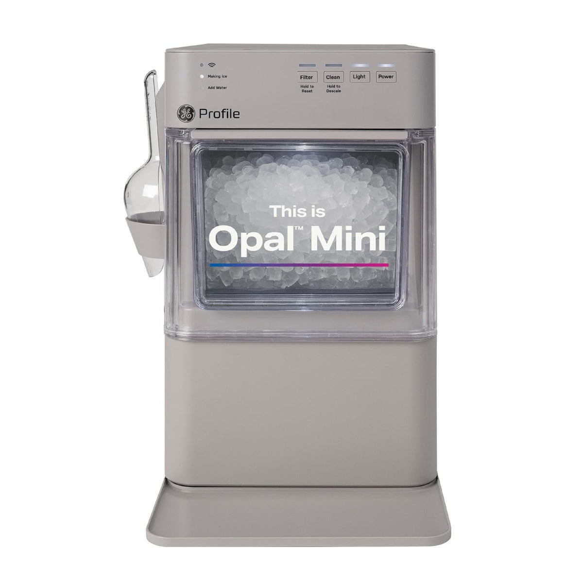 GE Profile Opal Mini Nugget Ice Maker, Portable Countertop Pellet Ice Machine, Soft Chewable Ice, 36 lbs Per Day, Top Fill Water Reservoir, 2 lb Bin, 6 Pack Descaler & Scoop Included, Stone Grey Jansha Store